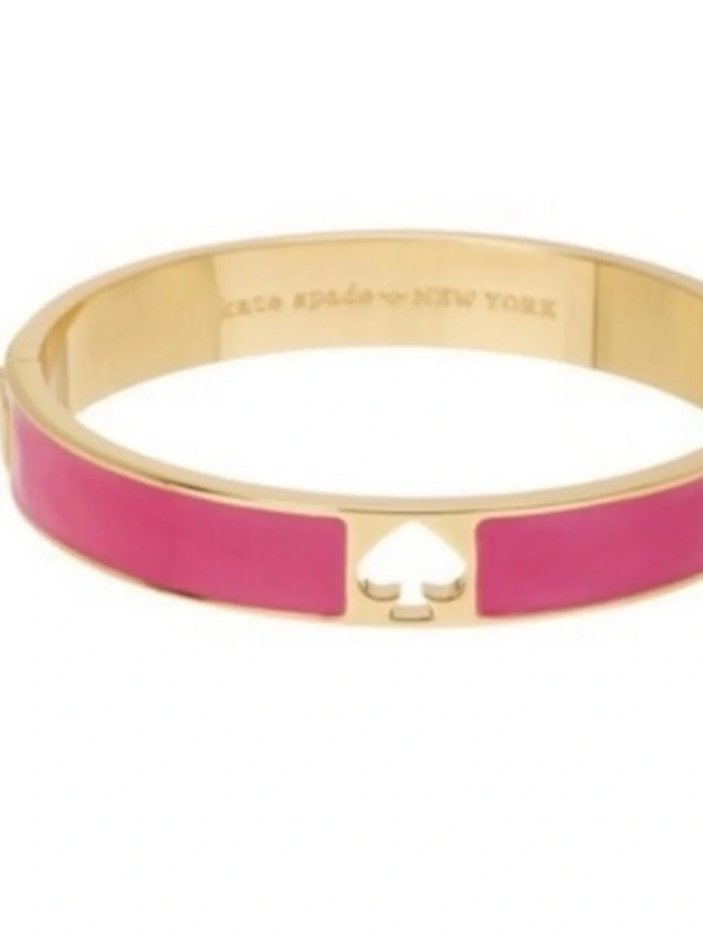 NWT kate spade Pink Hole Punch Enamel Hinged Bangle Bracelet